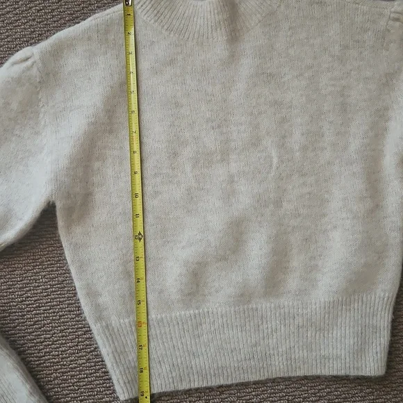 Madewell Off-white Alpaca-blend Mockneck Puff Sleeve Sweater Size Small, NWT - Picture 6 of 9